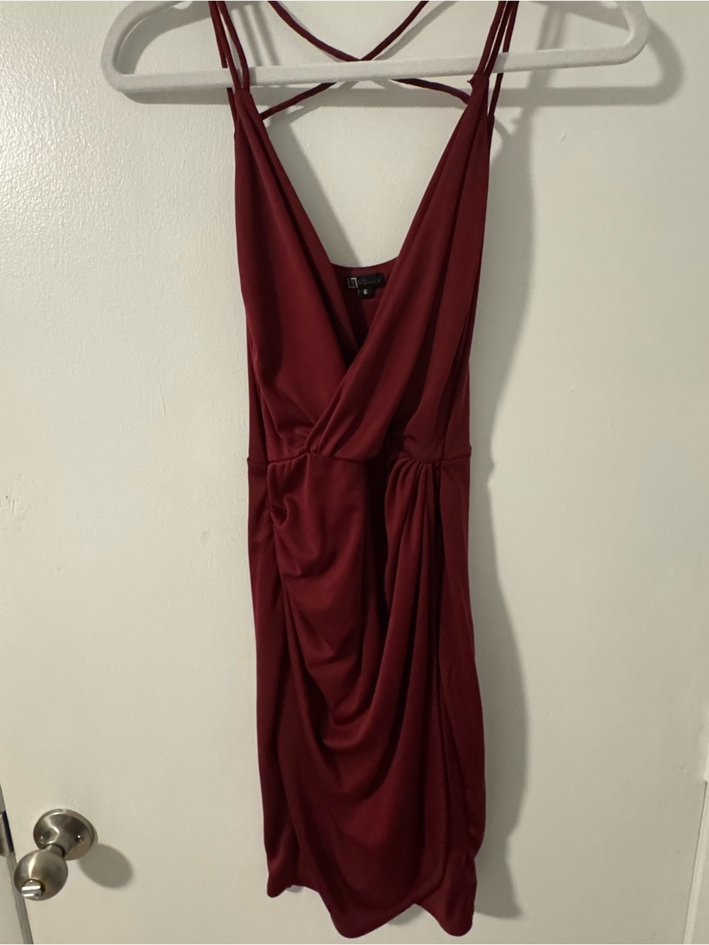 Oh Polly Wrap Mini Dress in Burgundy